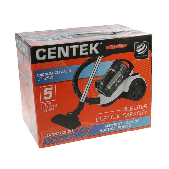 Пылесос Centek CT-2528, 2000/350 Вт, бело-черный 2868532 - фото 46346