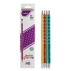HSP pencil with eraser, HB, body triangular, sharpened, silver