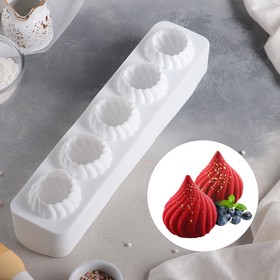 Форма для муссовых десертов и выпечки Доляна «Взбитые сливки», 40×9,5×8 см, 5 ячеек, цвет белый