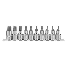 Насадки торцевые Ombra 912910 1/2", с вставками TORX на держателе, 10 предметов 2922688