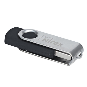 Флешка Mirex SWIVEL BLACK, 4 Гб, USB2.0, чт до 25 Мб/с, зап до 15 Мб/с, черная