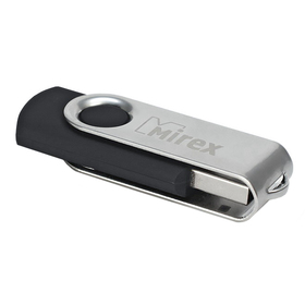 USB2.0 Mirex SWIVEL BLACK flash drive, 16 GB, thu up to 25 Mb / s, zap up to 15 Mb / s, black. 
