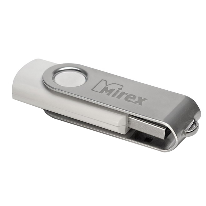 Флешка Mirex SWIVEL WHITE, 16 Гб, USB2.0, чт до 25 Мб/с, зап до 15 Мб/с, белая - фото 2943823