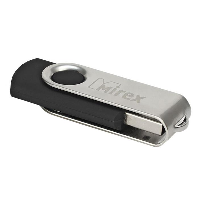 Флешка Mirex SWIVEL BLACK, 32 Гб, USB2.0, чт до 25 Мб/с, зап до 15 Мб/с, черная