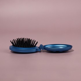 Massage foldable comb with mirror, oval, MIX color