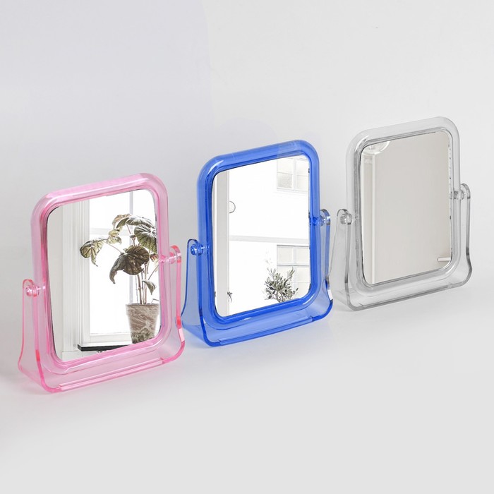 Зеркало настольное, двустороннее, с увеличением, зеркальная поверхность 9,5 × 12 см, цвет МИКС