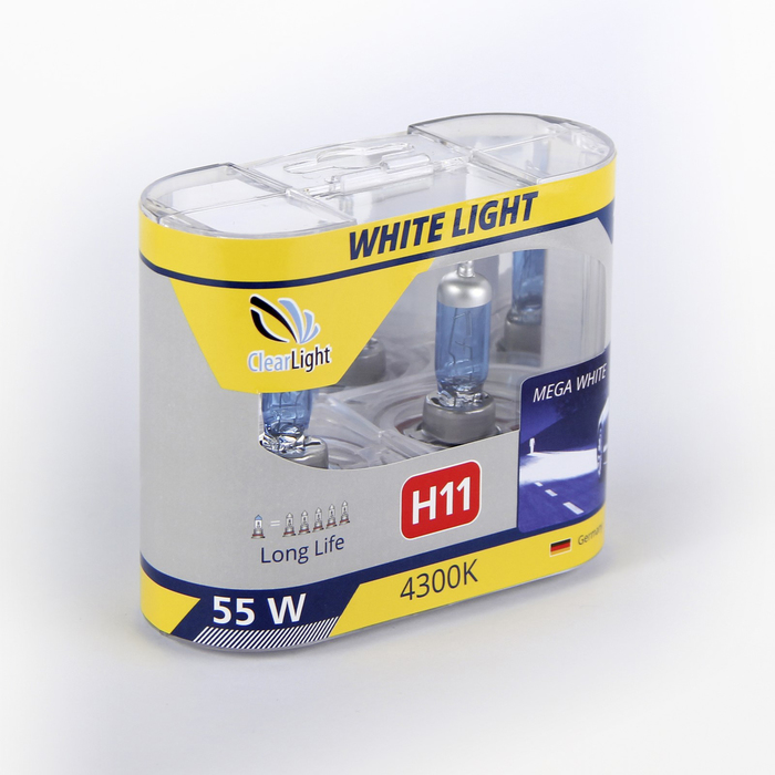 Галогенная лампа Clearlight WhiteLight, H11, 12 В, 55 Вт, набор 2 шт.