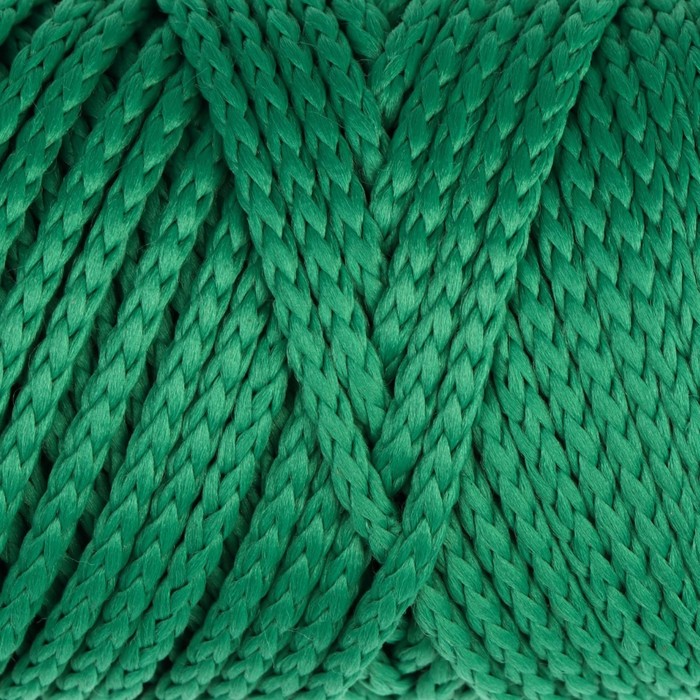 Шнур для вязания без сердечника 100% полиэфир, ширина 3мм 100м/210гр, (122 зеленый) - фото 7140351
