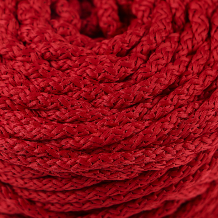 Шнур для вязания с сердечником 100% полиэфир, ширина 5 мм 100м/550гр (115 красный) - фото 4967095