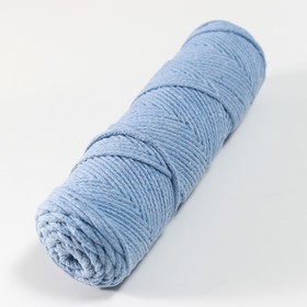 Шнур для вязания без сердечника 100% хлопок, ширина 3мм 100м/200гр (2106 голубой) - фото 7140414