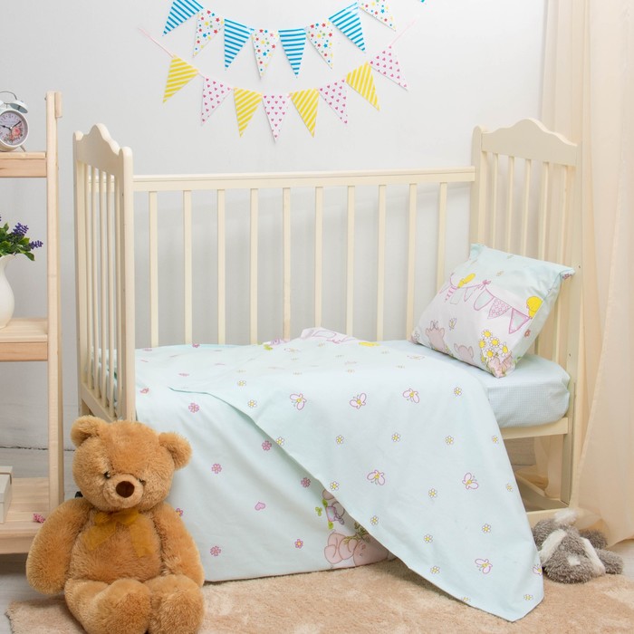 Детское постельное бельё Блакит kids Мишутки 453002/455201, 147х112, 150х100, 60х60 1шт, хлопок