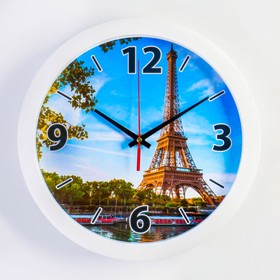 Часы настенные "Эйфелева башня", белый обод, 28х28 см