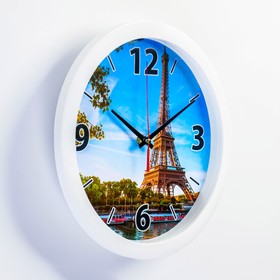 Часы настенные "Эйфелева башня", белый обод, 28х28 см