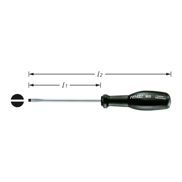 Отвёртка HAZET 803-25 Trinamic, для плоского шлица, длина 75мм, шлиц 2,5*0,4мм