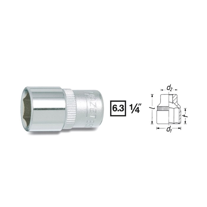 Головка торцевая HAZET 850-11, 1/4&quot;, 11 мм, 6 граней