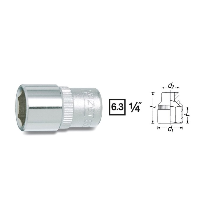 Головка торцевая HAZET 850-7, 1/4&quot;, 7 мм, 6 граней