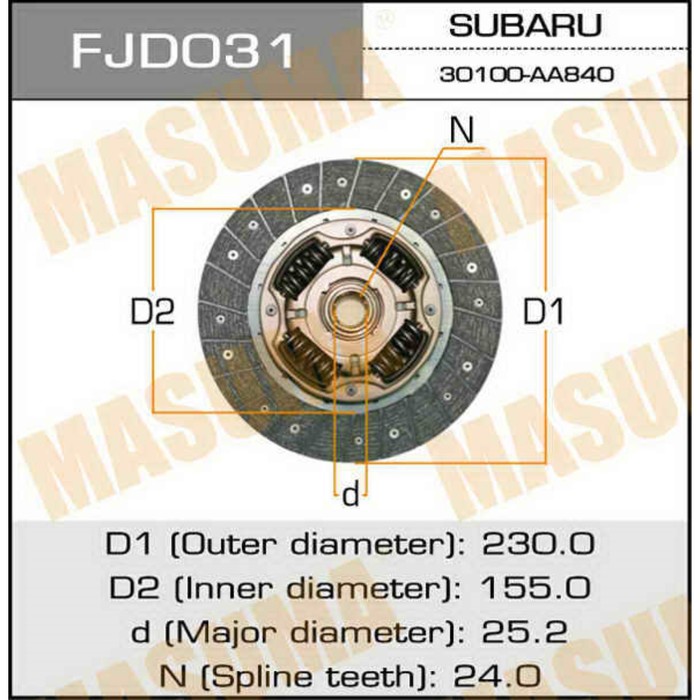 Диск сцепления Masuma  FJD031