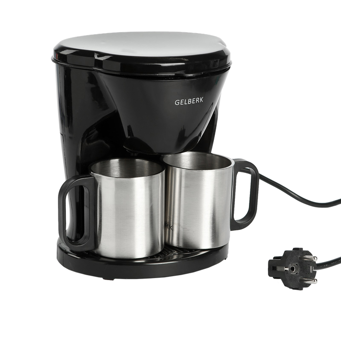 Кофеварка GL-540, 500 Вт, резервуар 0.24 л, 2 чашки, черный