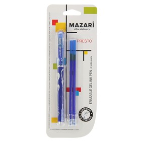 Ручка гелевая «Стираемая» Mazari Prestige, пишущий узел 0.5 мм, стираемые синие чернила + 2 стержня