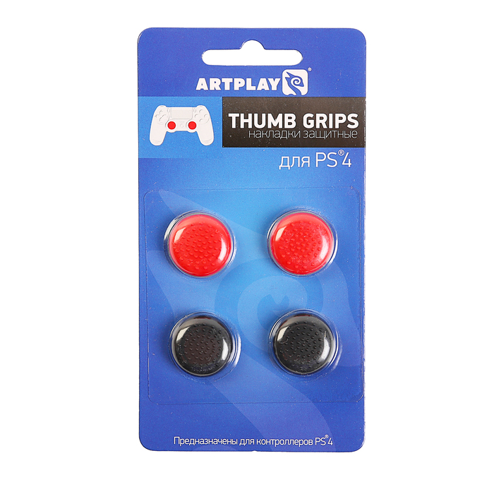 Накладки защитные на джойстики геймпада, Artplays Thumb Grips, 4шт(красный/черный), для PS 4   29060