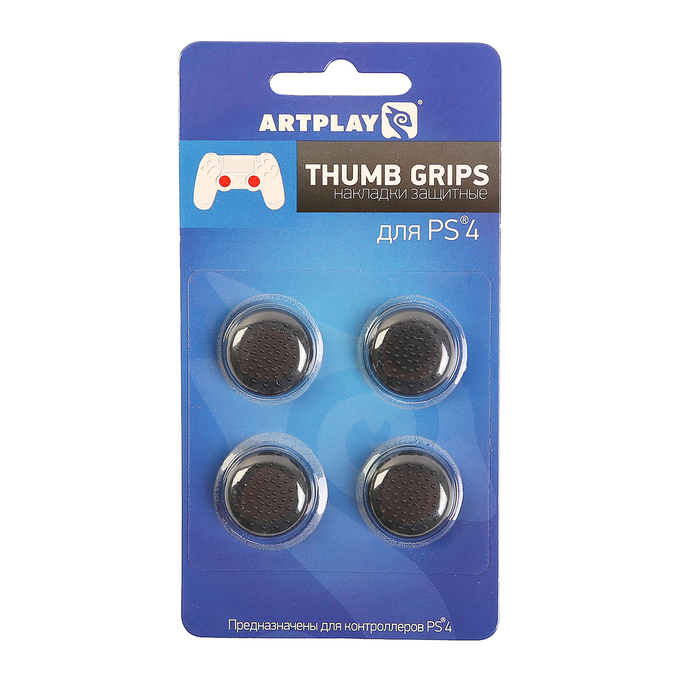 Накладки защитные на джойстики геймпада, Artplays Thumb Grips, 4 шт, черные, для PS 4