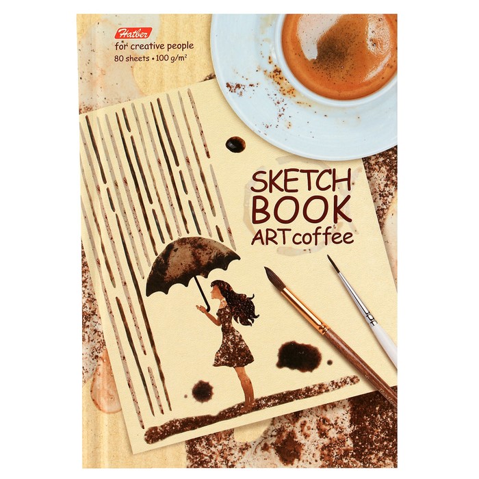 Бизнес-блокнот (скетчбук) А6, 80 листов Art Coffee, твёрдая обложка, блок 100 г/м2