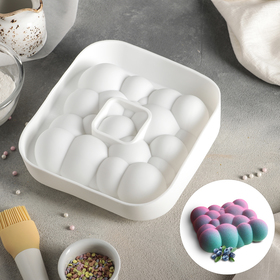 Форма для муссовых десертов и выпечки Доляна «Воздушные пузыри», 19×19×5,5 см, цвет белый