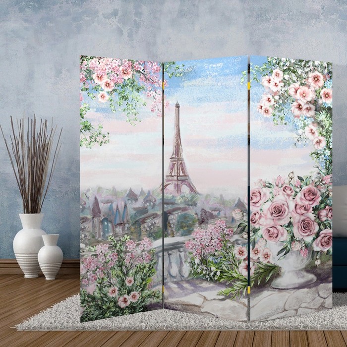 Ширма "Картина маслом. Розы и Париж", 160 × 150 см - фото 8318143