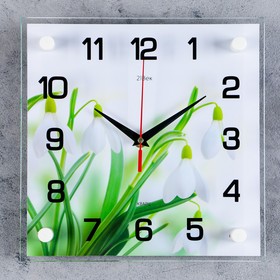 Часы настенные, серия: Цветы, "Подснежники", плавный ход, 25 х 25 см