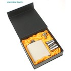 Набор подарочный 4 в 1: фляжка бежевая, шершавая 7 oz, воронка, 2 стакана