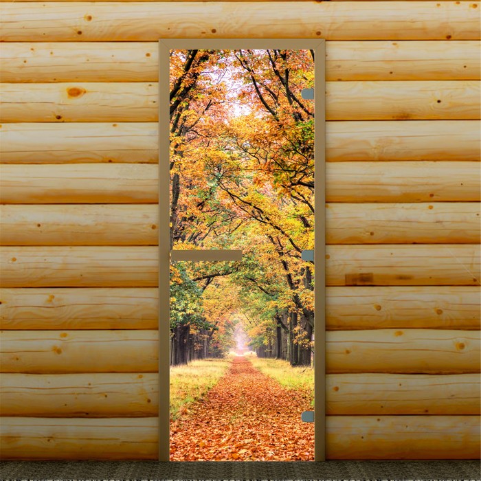 Дверь для бани и сауны &quot;Осень&quot;, 190 х 70 см, с фотопечатью 8 мм Добропаровъ
