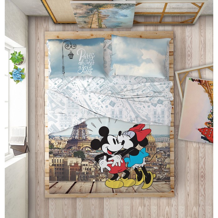 КПБ Minnie in Paris 1.5 сп., 140х200 см, 148х215 см, 50х70 см-2 шт., перкаль