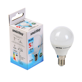 Лампа cветодиодная Smartbuy, Е14, P45, 5 Вт, 4000 К, холодный свет