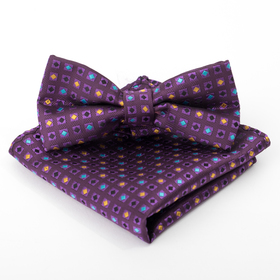 Набор для мальчика галстук бабочка 10 х 5, платок 18 х 18, п/э, фиолетовый
