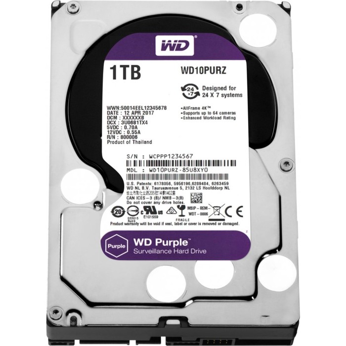 Жесткий диск WD Purple Video 1Tb (WD10PURZ) SATA-III