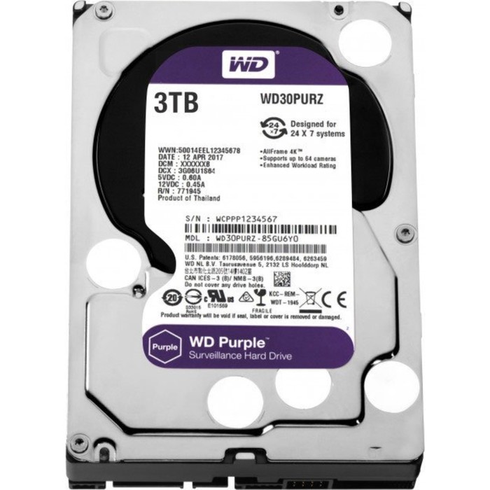 Жесткий диск WD Purple Video 3Tb (WD30PURZ) SATA-III