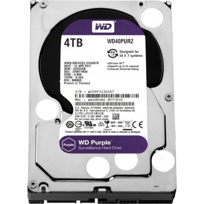 Жесткий диск WD Purple Video 4Tb (WD40PURZ) SATA-III