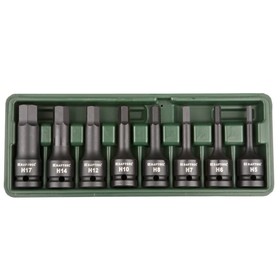 Набор торцовых головок KRAFTOOL 27950-H8, ударные, 1/2", Cr-Mo, HEX, H5-H17, 8 шт. 2966923