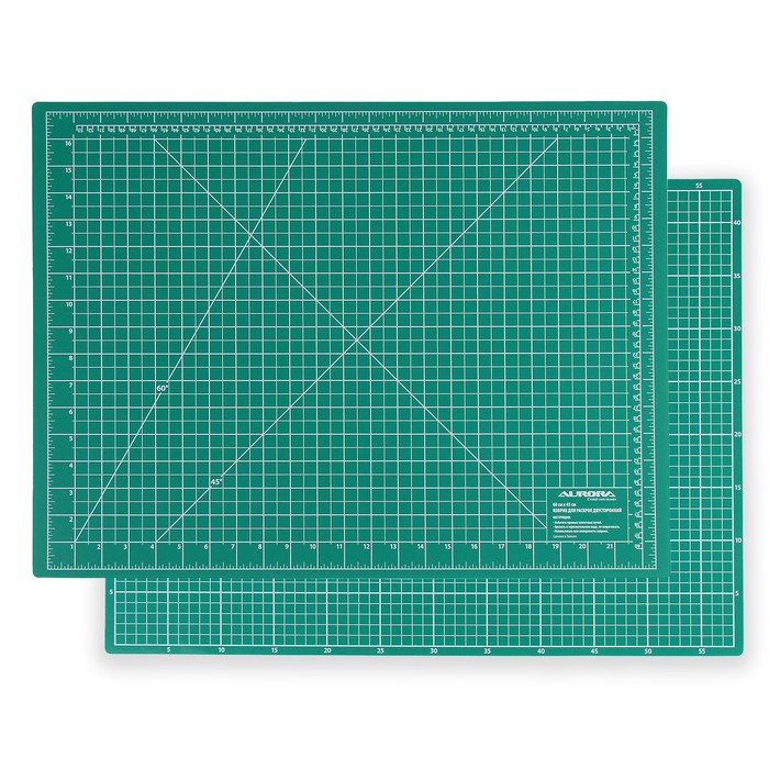 Мат для резки, двусторонний, 60 × 45 см, А2, цвет зелёный - фото 4296784