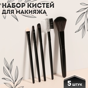 Brush set makeup 5 pieces, PVC package, color black