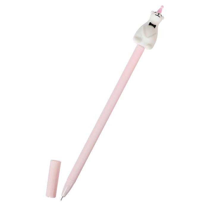 Ручка гелевая-прикол, "Мишка вращающийся", корпус розовый - фото 4643238