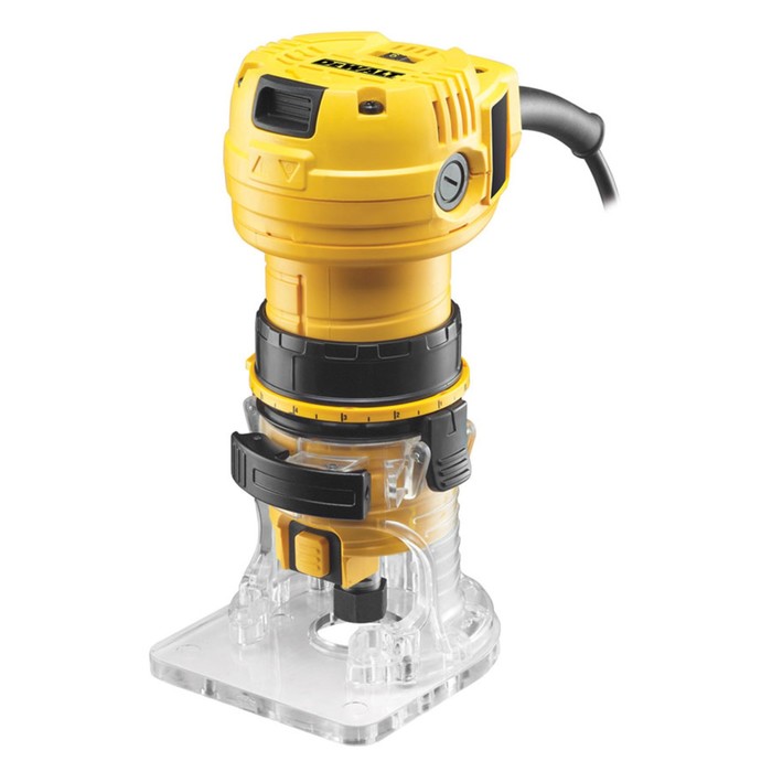 Фрезер DeWalt DWE 6005, окантовочный, 590Вт, 16000-34000об/м, цанга-6мм, фреза-29мм, 1.5кг