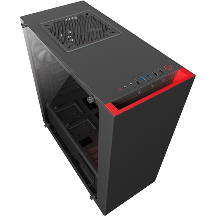 Корпус NZXT S340 ELITE, без БП, ATX, черно-красный