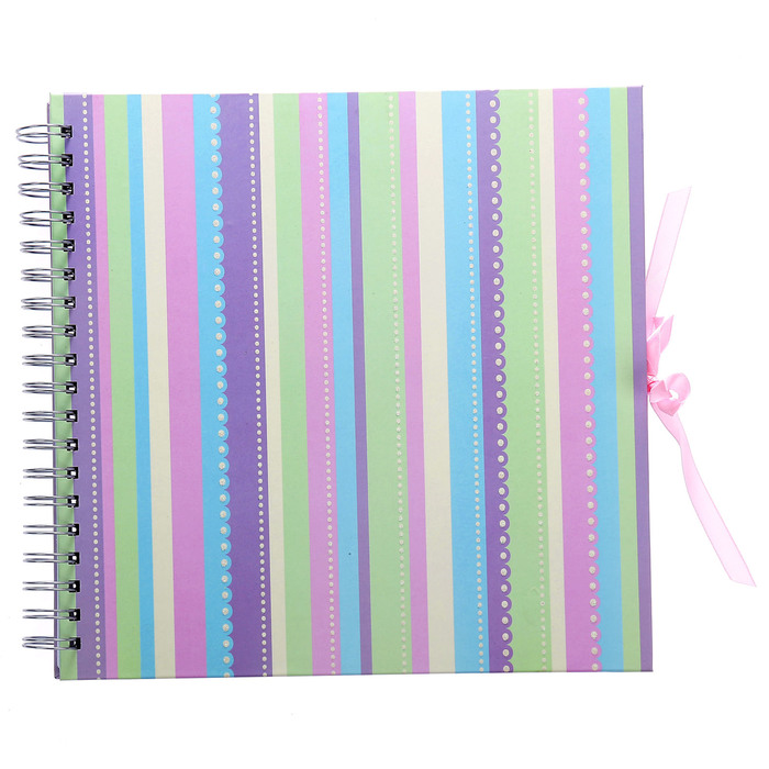 Фотоальбом 25 листов на пружине Innova Scrapbook - Glitter spots/stripes, МИКС