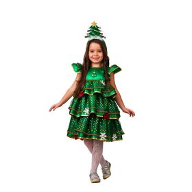 Карнавальный костюм «Ёлочка-малышка», сатин, платье, ободок, размер 30, рост 116 см в Донецке