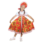 Русский народный костюм "Хохлома", платье, кокошник, цвет красный, р-р 36, рост 140 см - фото 107890427
