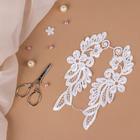 Sew-on appliques "Leitza", 17 × 6 cm, pair, white Sew-on appliques "Leitza", 17 × 6 cm, pair, white