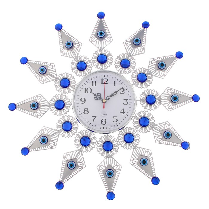 Часы настенные, серия Ажур Турецкие мотивы «Драгоценная снежинка», серебристые, d=39 см