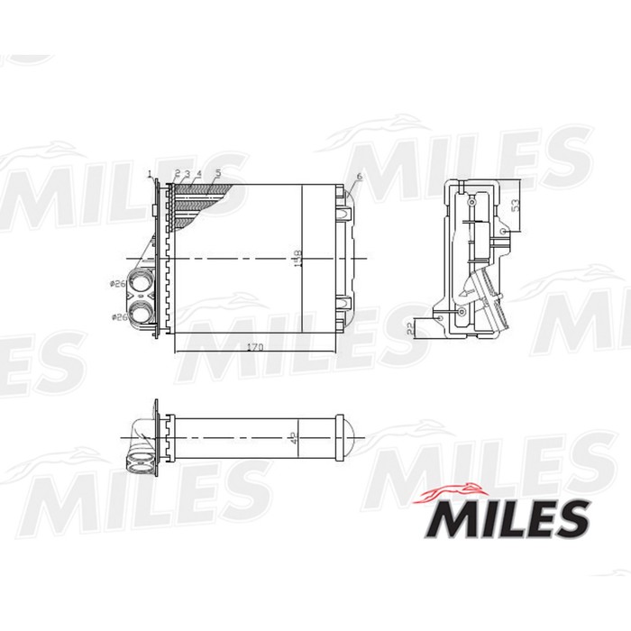 Радиатор отопителя MILES ACHM001