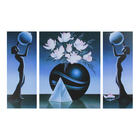 Картина модульная на подрамнике "Розы, круглая ваза" ( 2-19х50см; 1-40х50)   88х50см - фото 908075